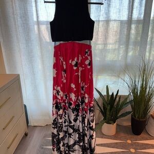 Agua Bendita Black and Red Halter Maxi Dress
